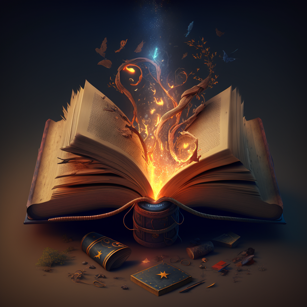 Un livre avec de l'énergie qui sort du livre