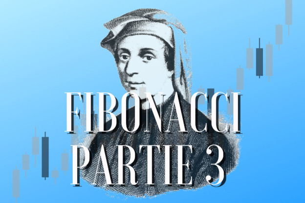 Un fond bleu avec un portrait gris de Fibonacci. À l'avant un titre en blanc "Fibonacci Partie 3"