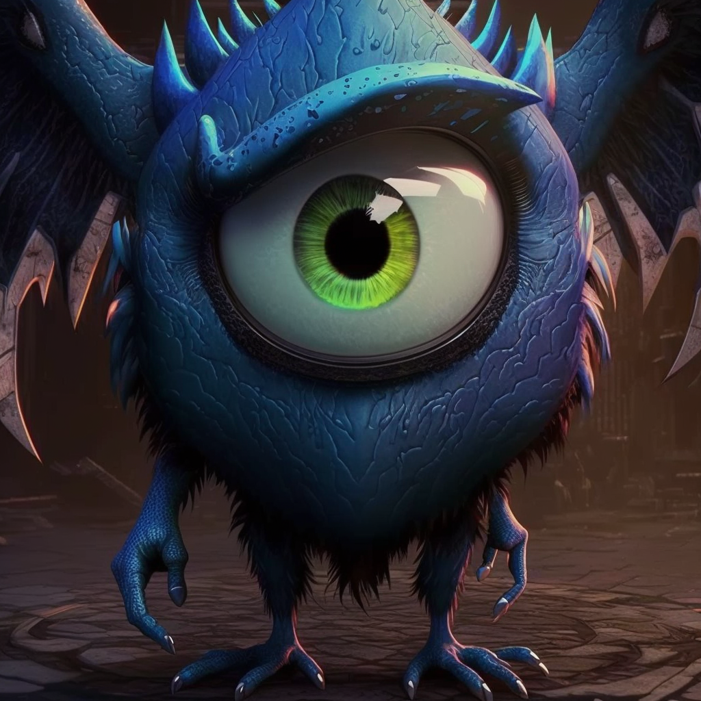 Monstre bleu à un oeil avec des ailes