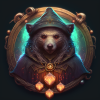 Ours magicien avec une capuche et 4 gemmes
