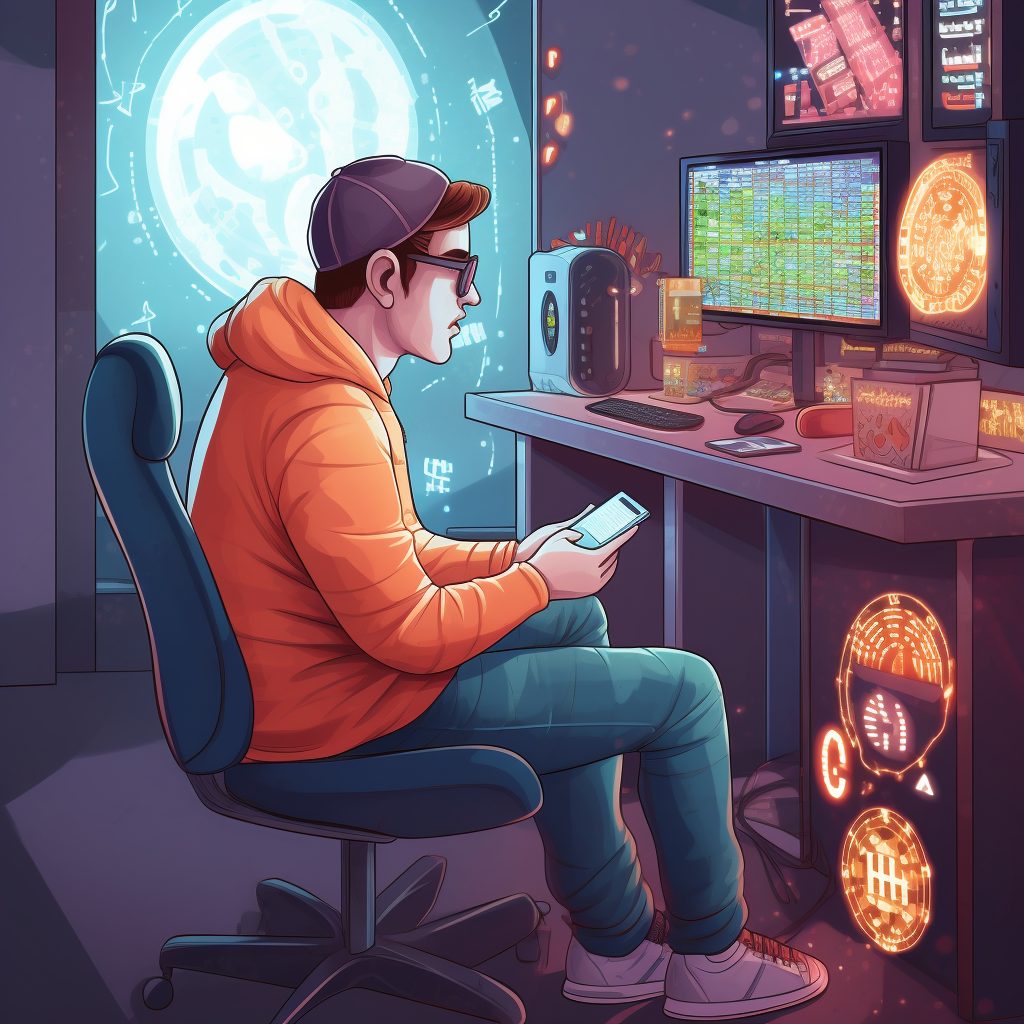 Une illustration représentant un joueur de Play To Earn
