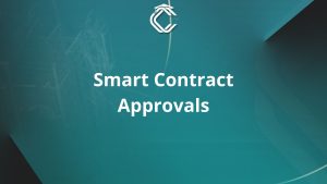 Written in white on water blue background : "Smart Contract Approvals"