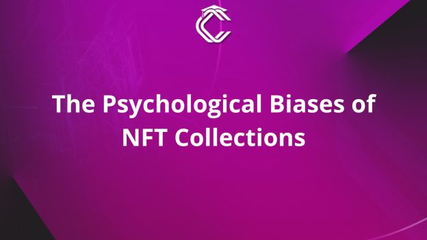 Written in white on a purple background: "The Psychological Biases of NFT Collections"